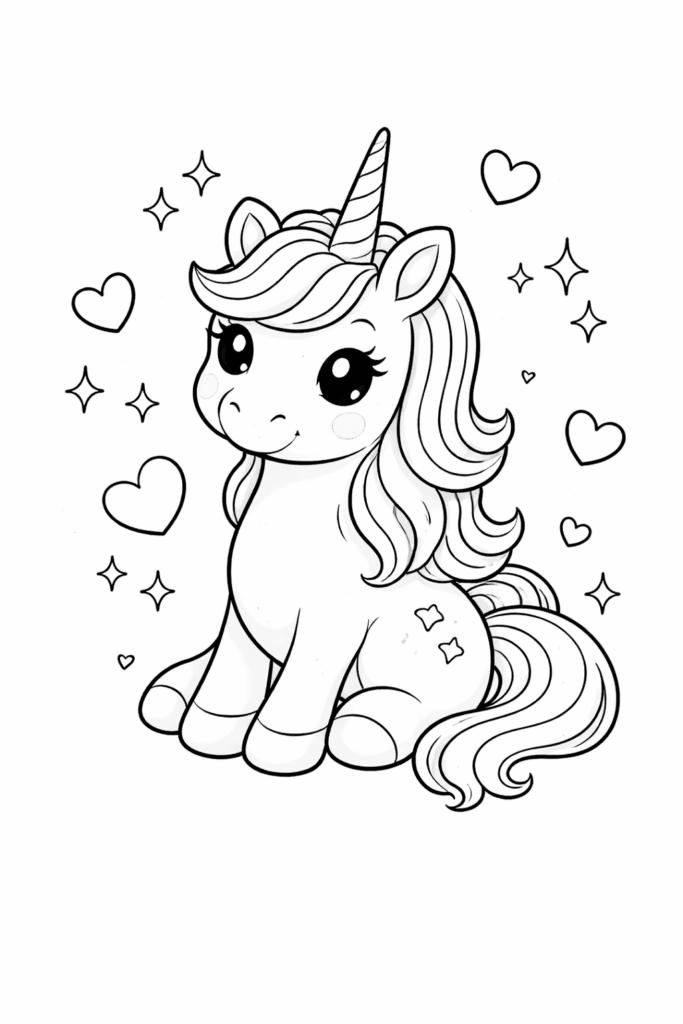 cute unicorn coloring page free printable for kids