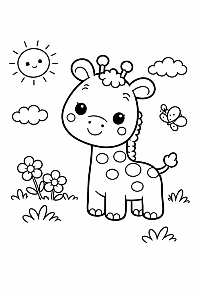 giraffe coloring page for toddlers