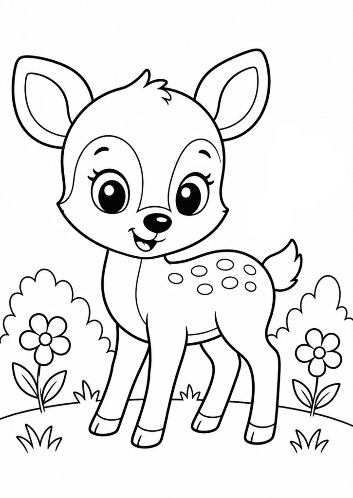 baby deer coloring page for toddlers easy