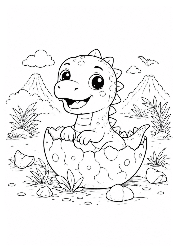 easy baby dinosaur coloring page for toddlers
