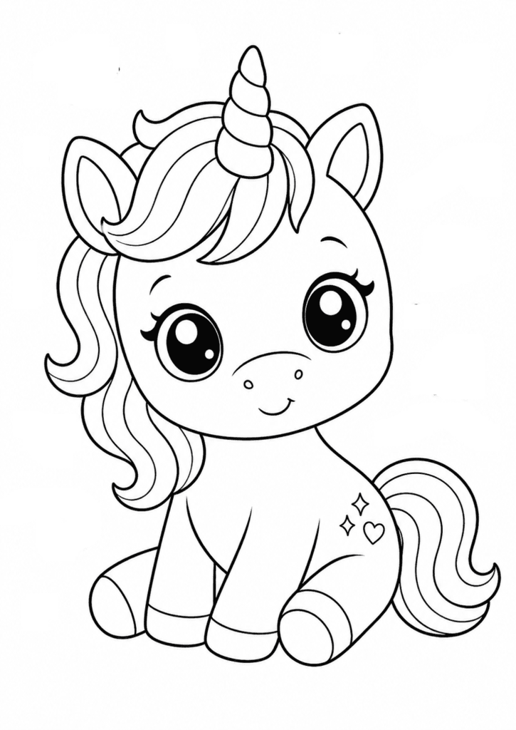 baby unicorn coloring page for toddlers simple