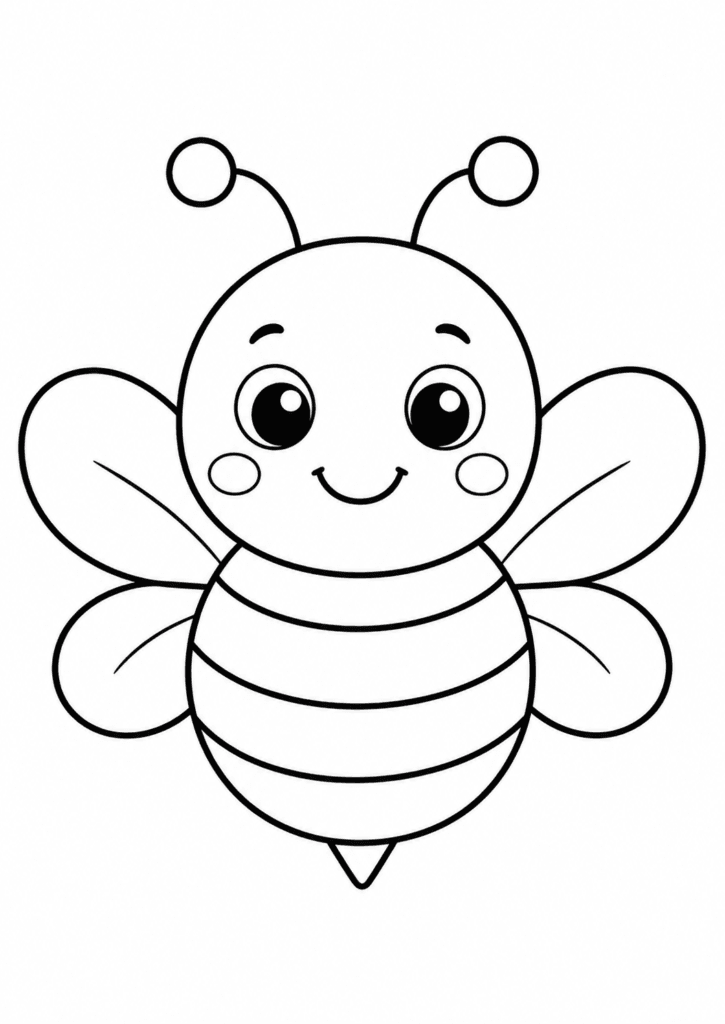 bee coloring page for toddlers easy