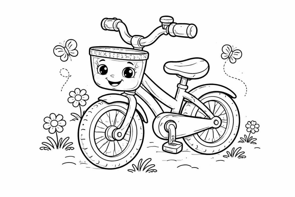 bicycle coloring page for toddlers