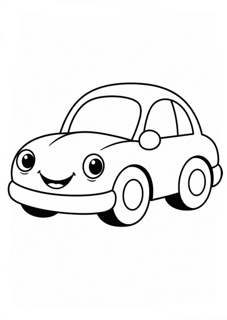 Cute car coloring page for toddlers free printable