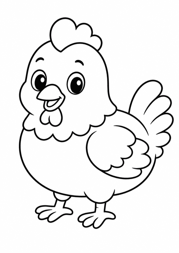 chicken coloring page for toddlers simple