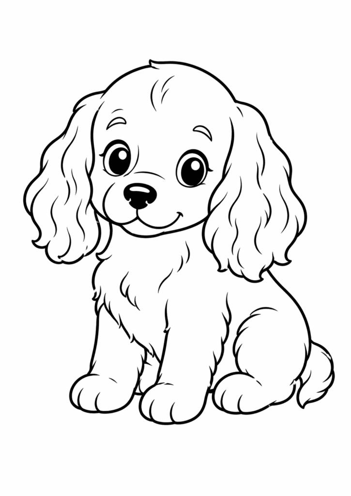 cocker spaniel puppy coloring page simple