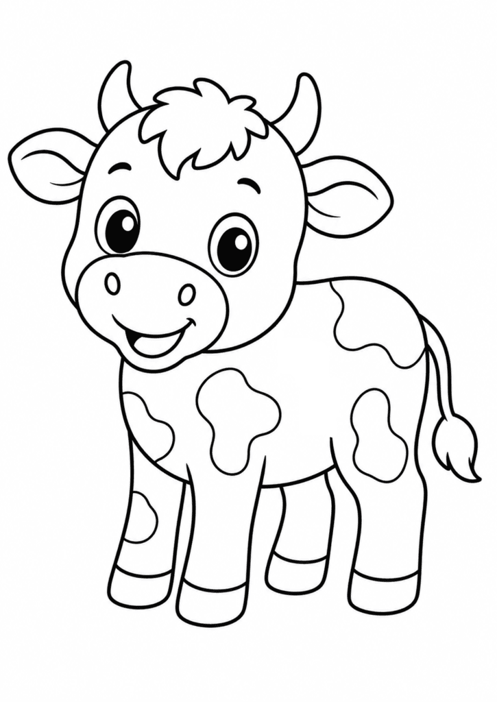 cow coloring page for toddlers easy