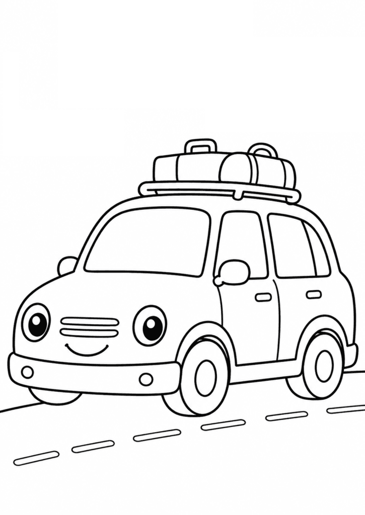cute family car coloring page for toddlers easy