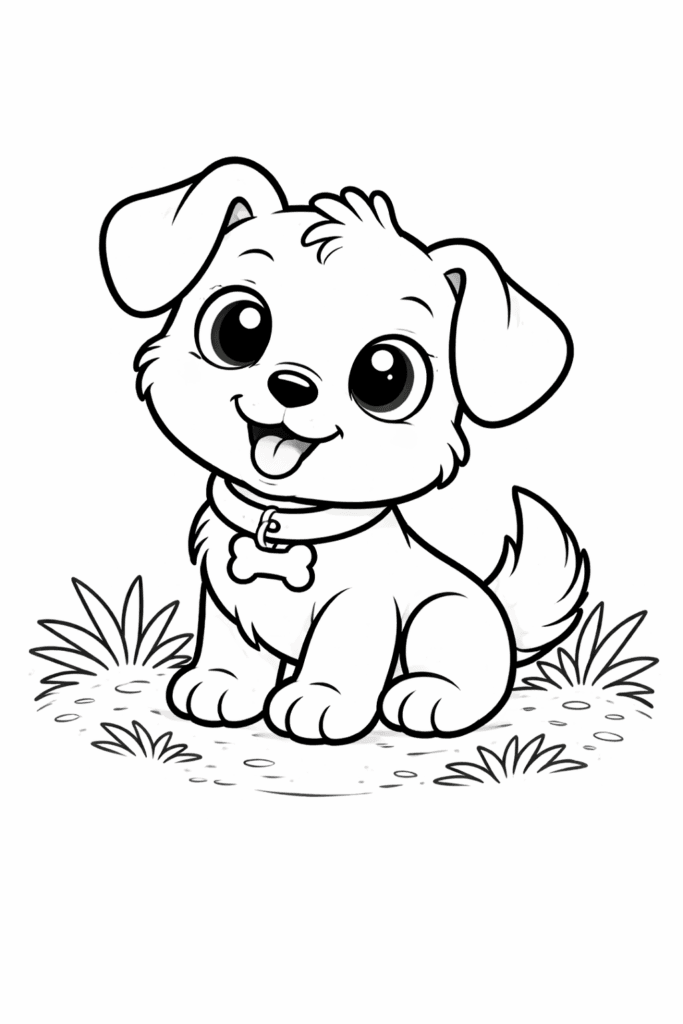 cute happy puppy coloring page free printable