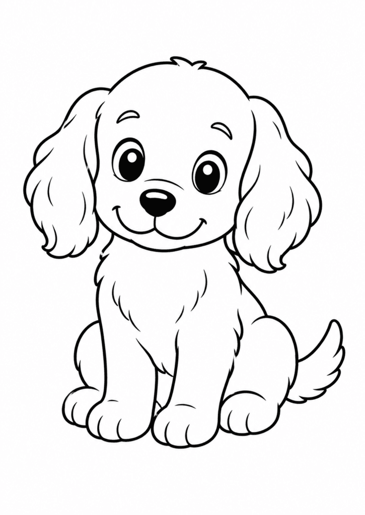 cute puppy sitting coloring page simple