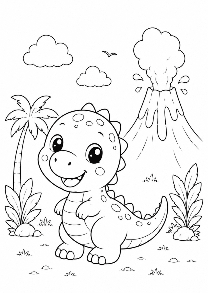 Simple dinosaur coloring page for toddlers