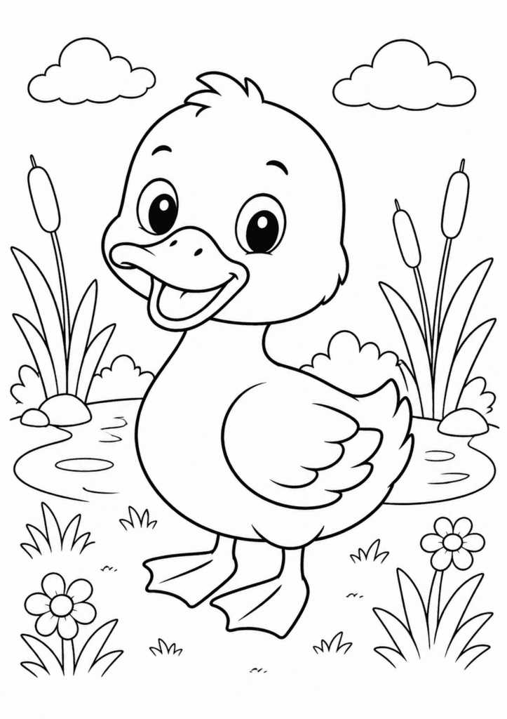 duck coloring page for toddlers