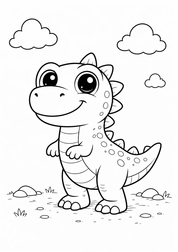 easy baby trex coloring page for toddlers simple