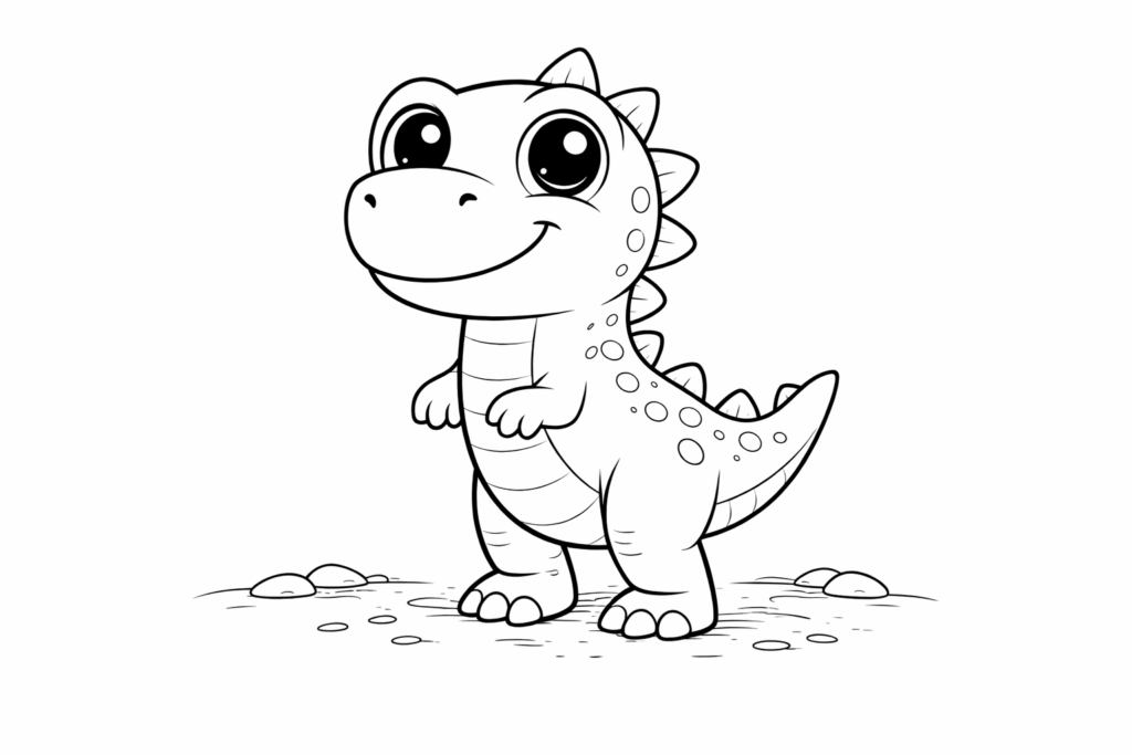 easy baby t rex coloring page for toddlers