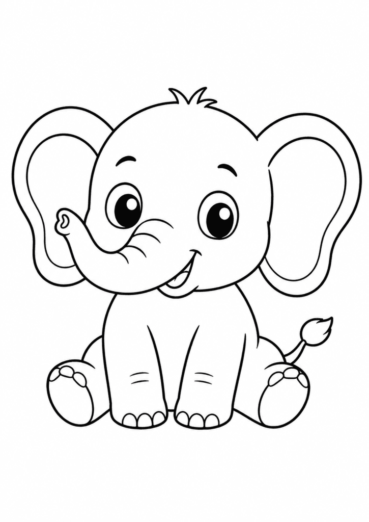 elephant coloring page for toddlers easy