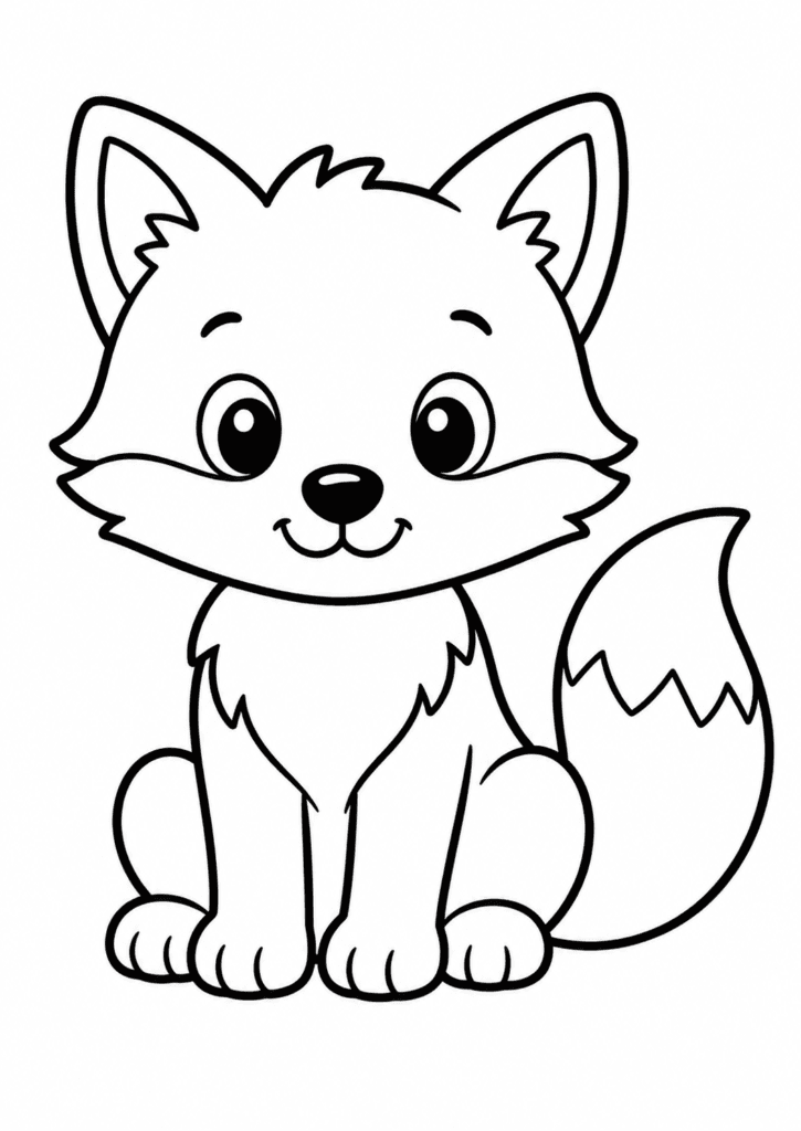 fox coloring page for toddlers easy