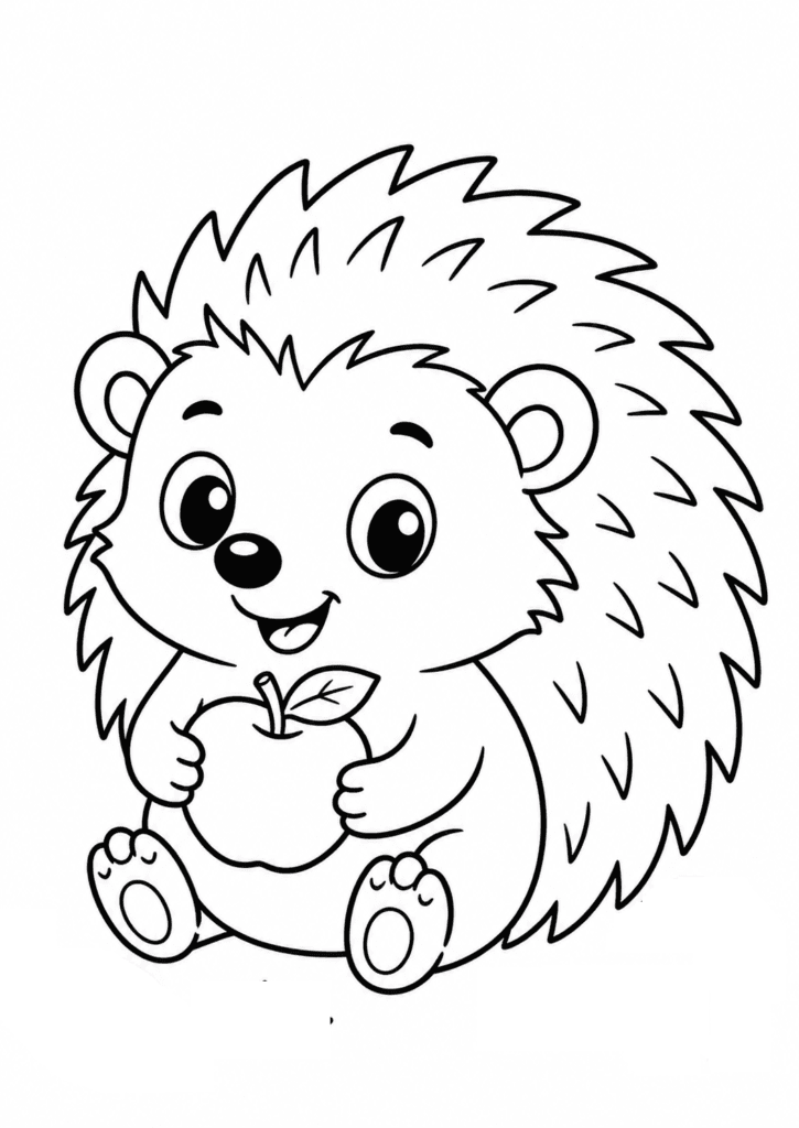 hedgehog coloring page for toddlers easy