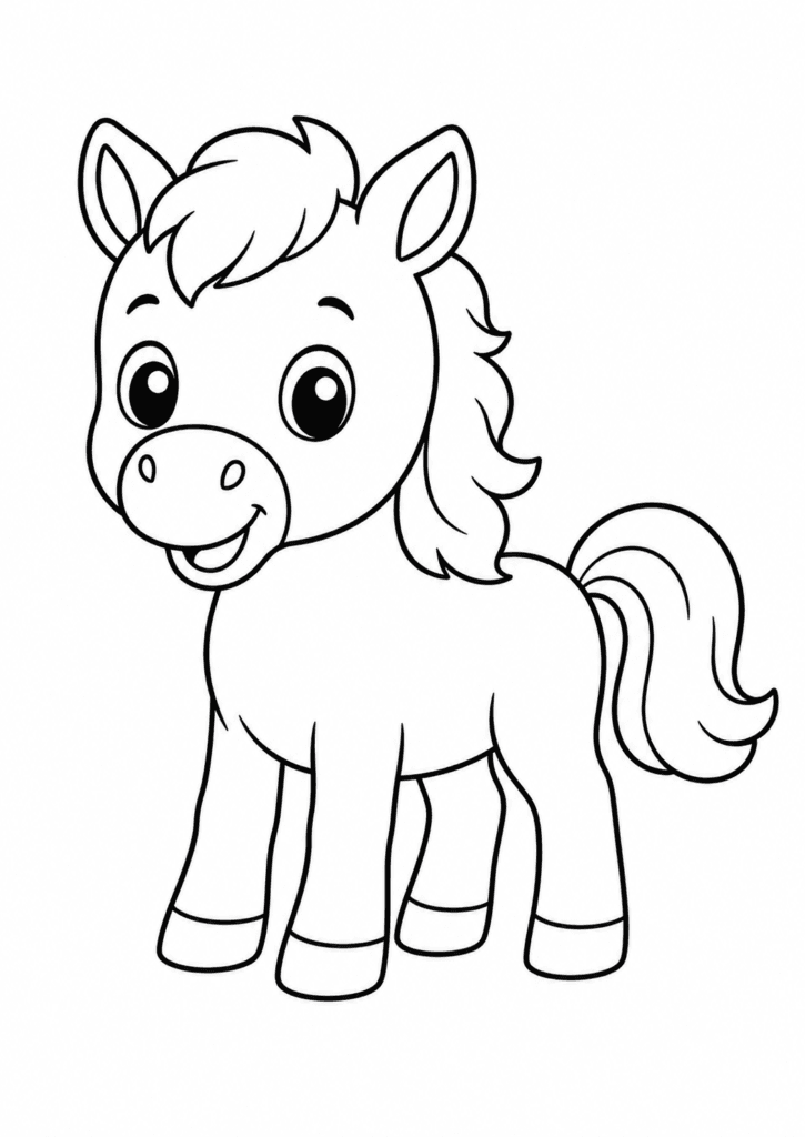 horse coloring page for toddlers simple