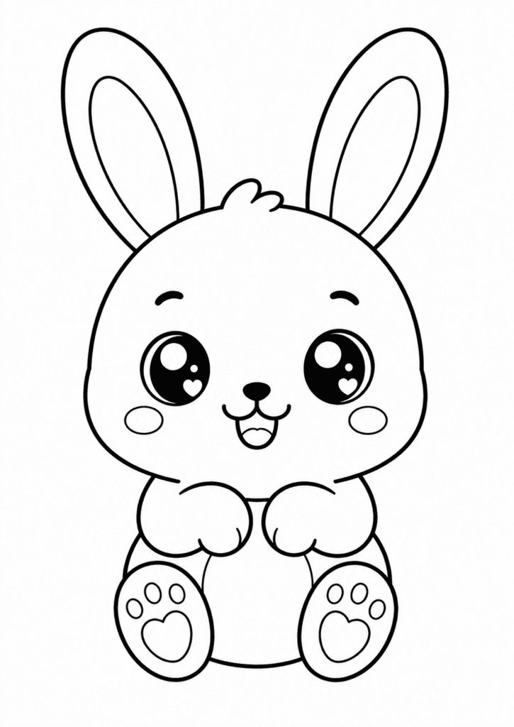 kawaii bunny coloring page for toddlers easy