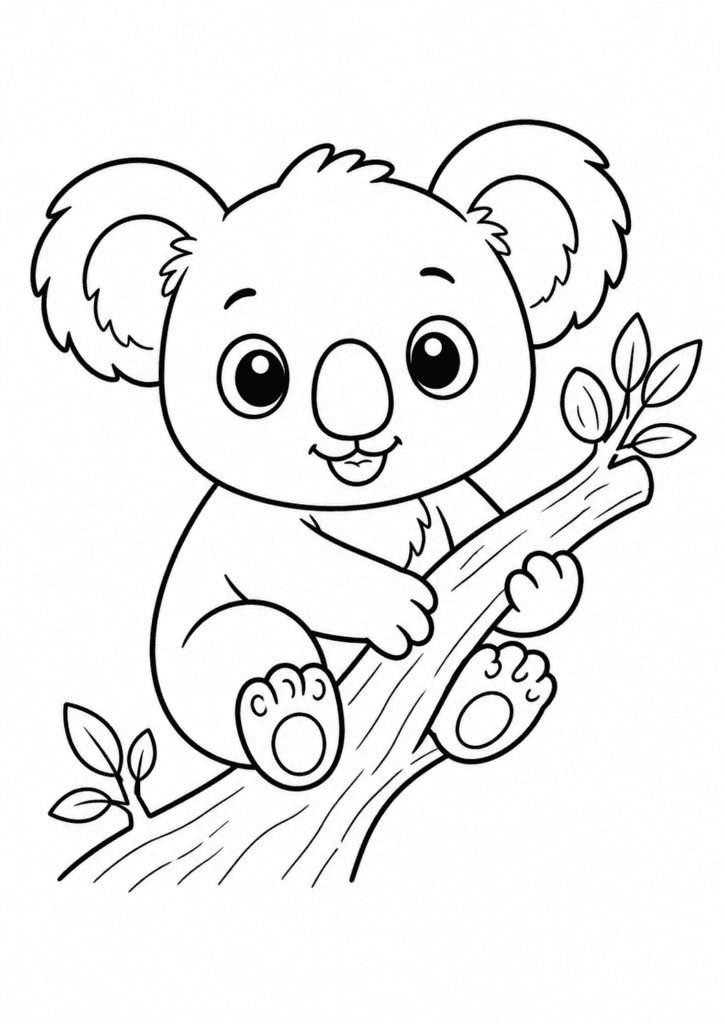 koala coloring page for toddlers easy