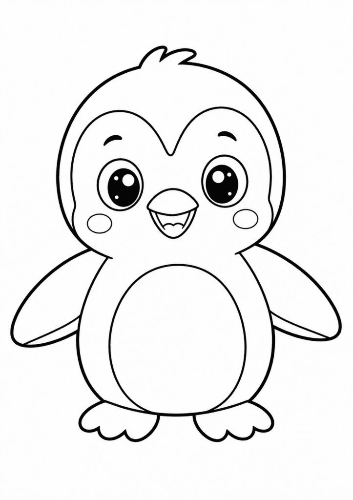 penguin coloring page for toddlers easy