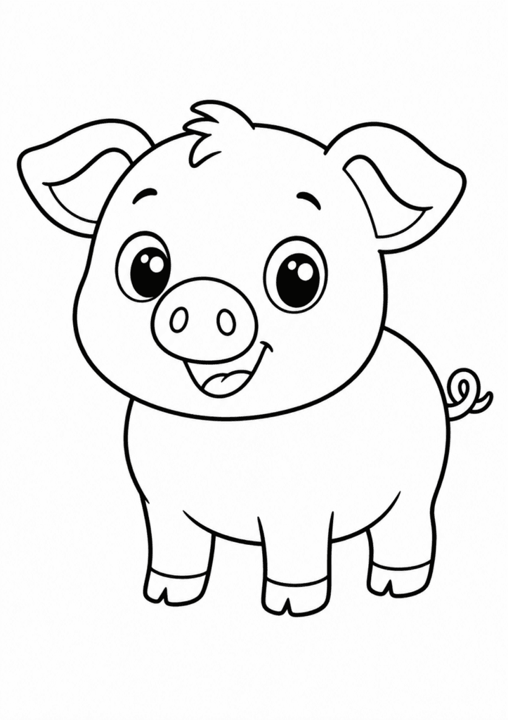 pig coloring page for toddlers simple
