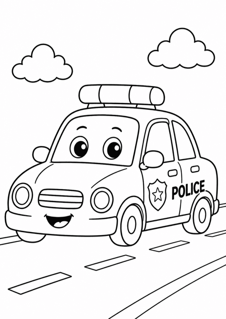 police car coloring page for toddlers