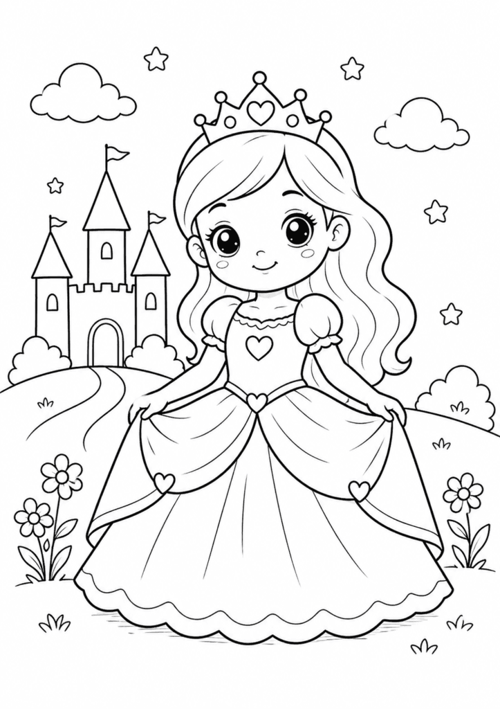 princess coloring page for toddlers