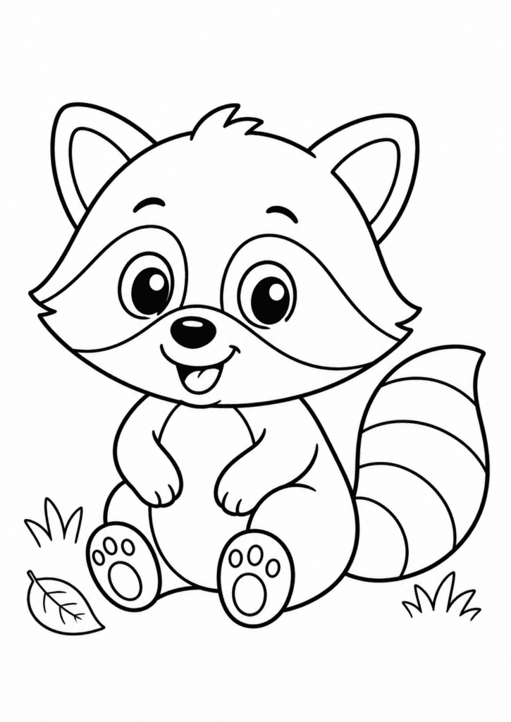 raccoon coloring page for toddlers easy