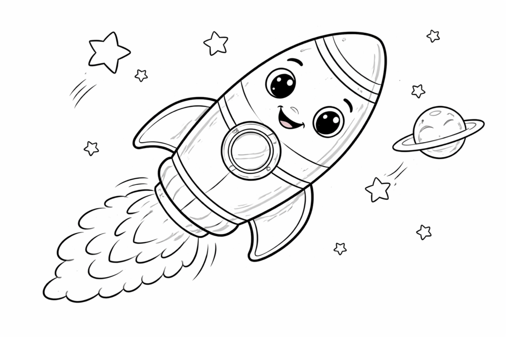 rocket coloring page for toddlers