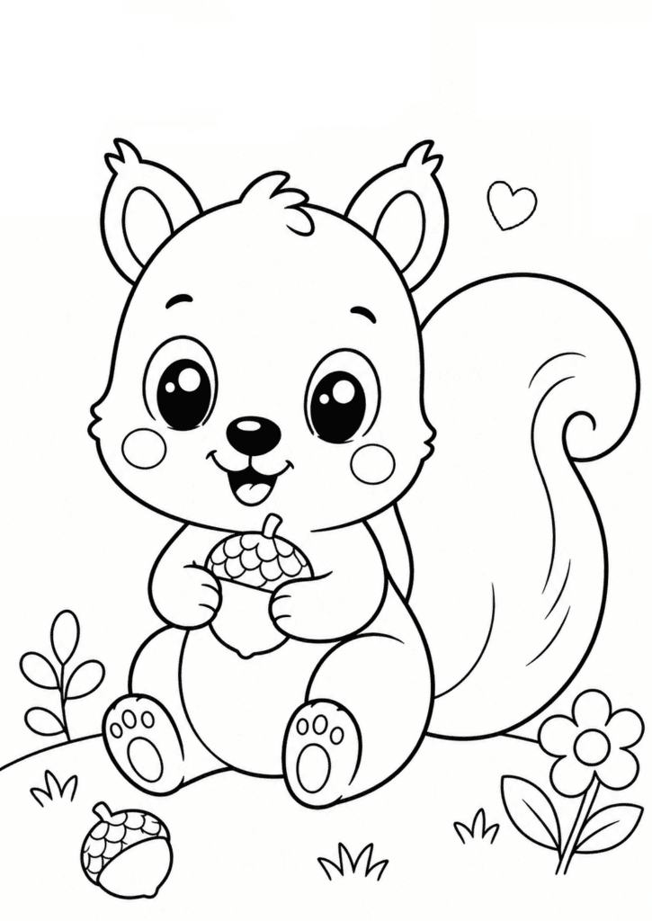 squirrel coloring page for toddlers easy