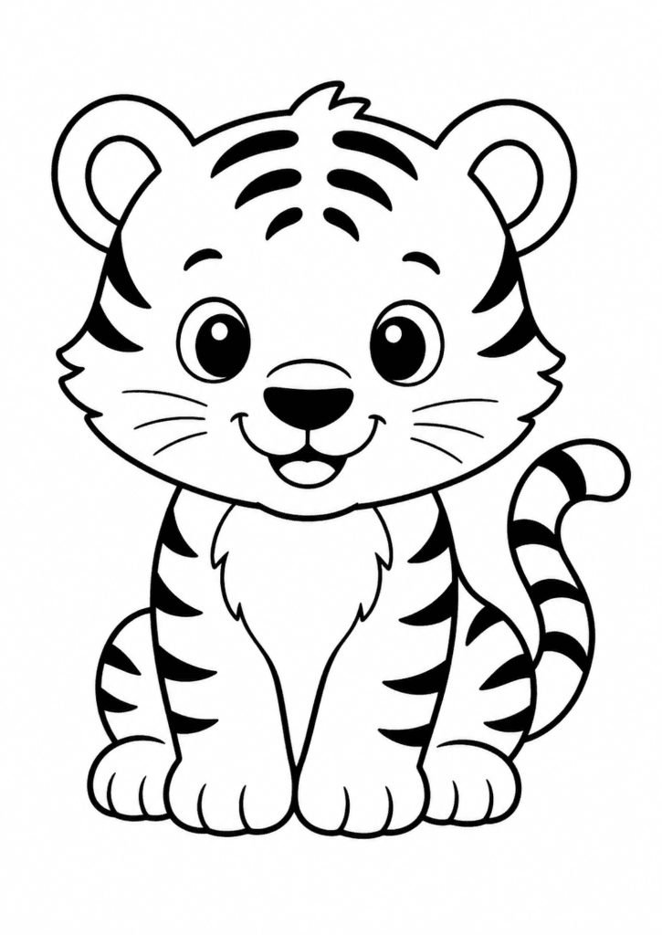 tiger coloring page for toddlers simple
