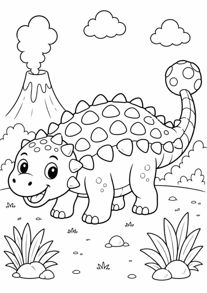 ankylosaurus coloring page simple for toddlers