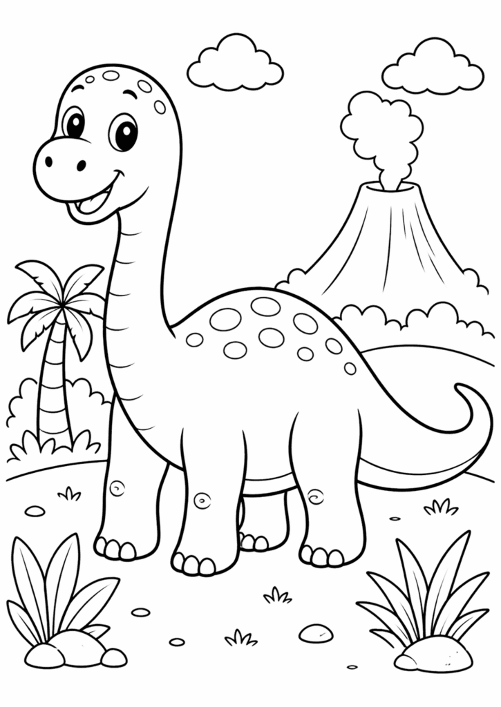 brontosaurus coloring page simple for toddlers
