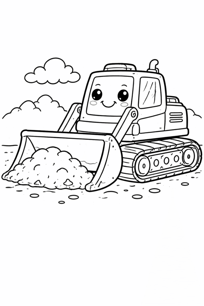 bulldozer coloring page for toddlers simple outline