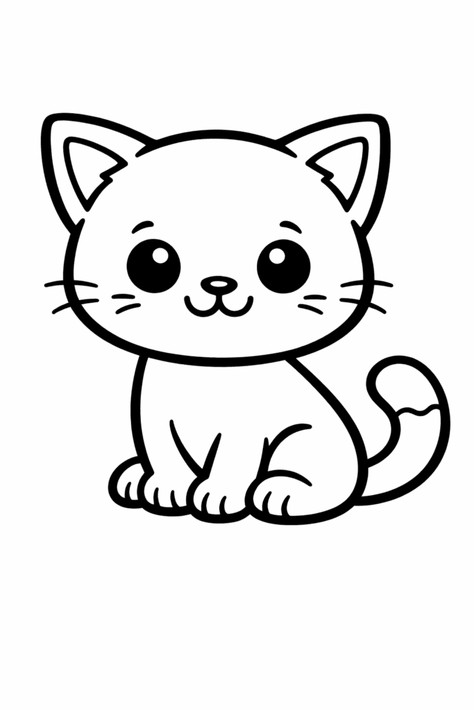 cat coloring page for toddlers simple
