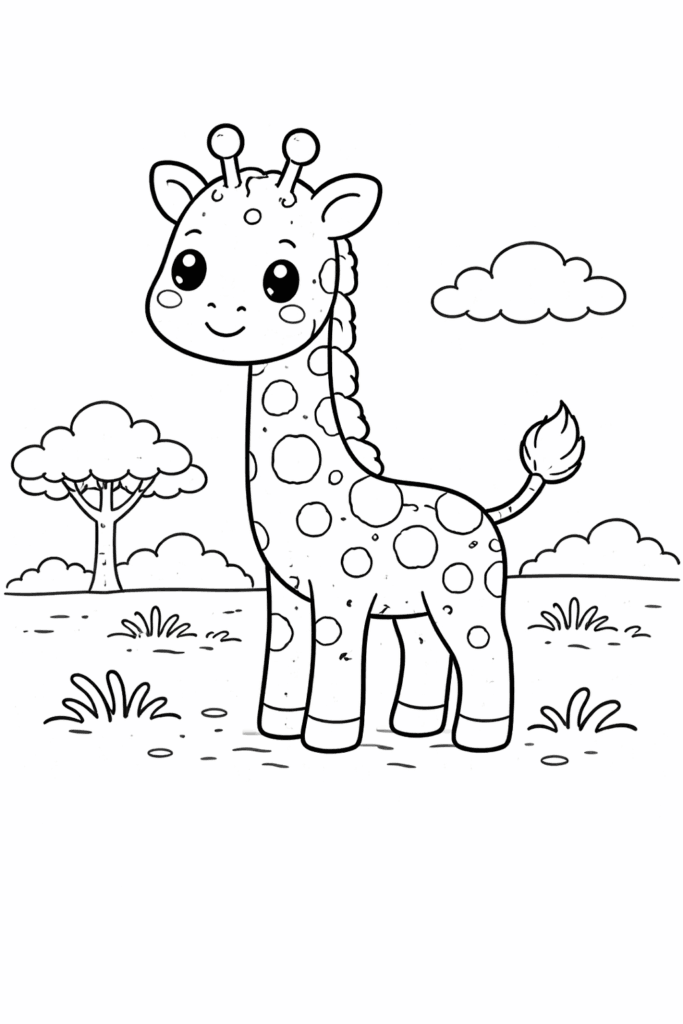 easy giraffe coloring page for toddlers simple outline