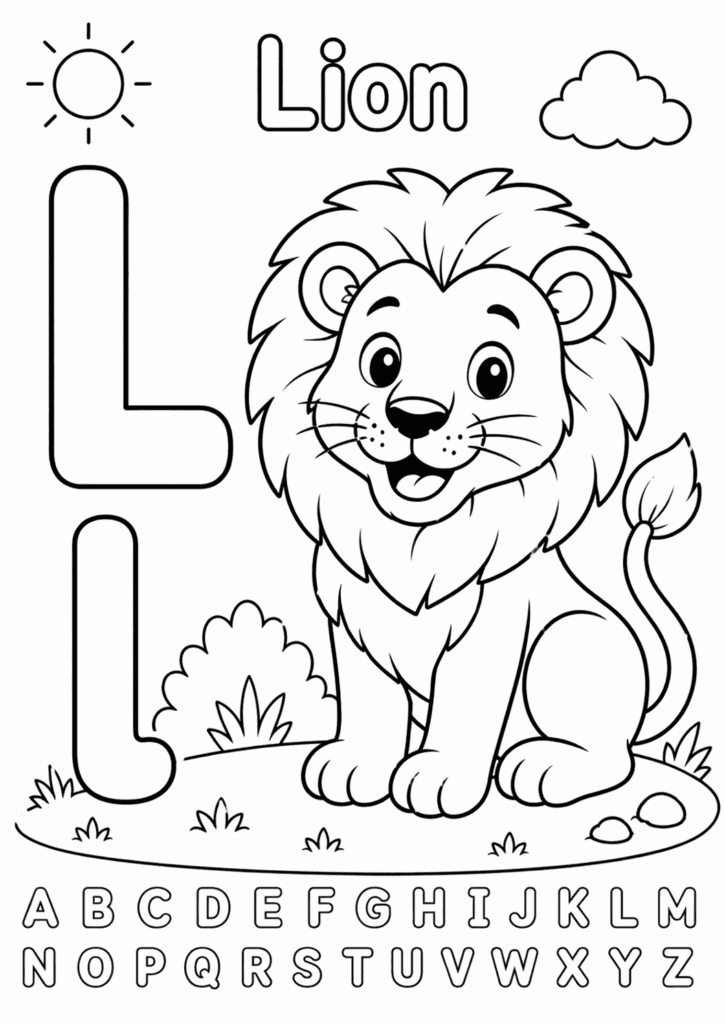 letter l lion coloring page for toddlers simple