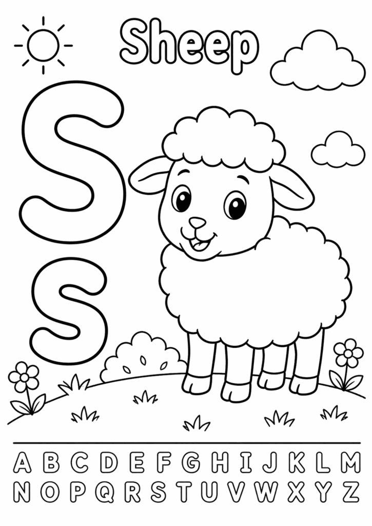 letter s sheep coloring page for toddlers simple