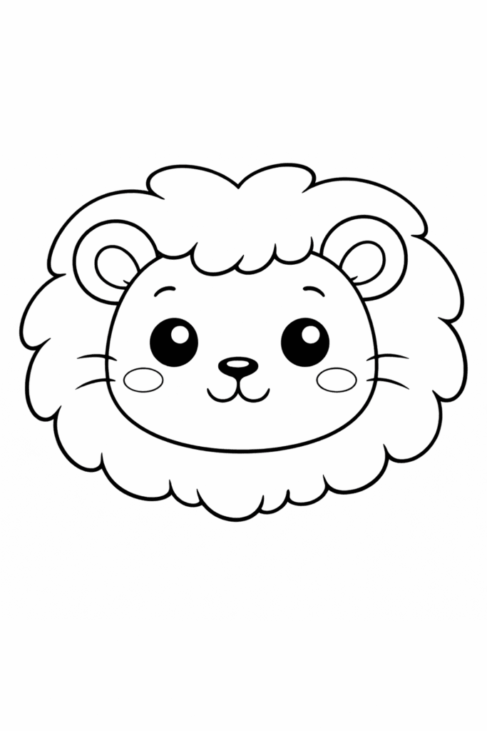 lion face coloring page for toddlers simple outline
