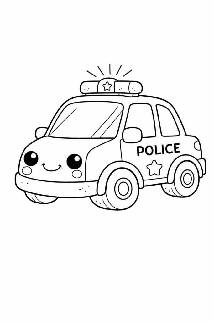 police car coloring page for toddlers simple outline