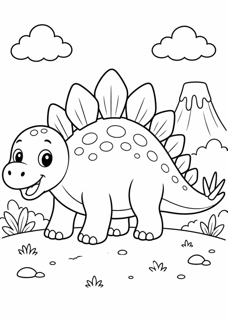 stegosaurus coloring page simple for toddlers