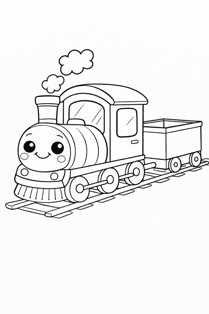 simple train coloring page for toddlers outline