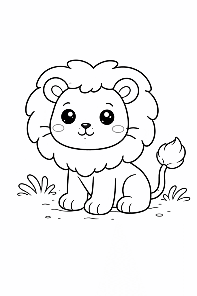 very easy lion coloring page for toddlers simple outline