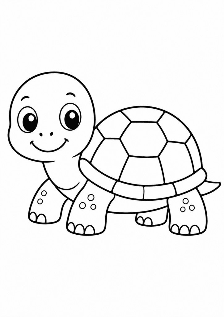 turtle coloring page for toddlers easy
