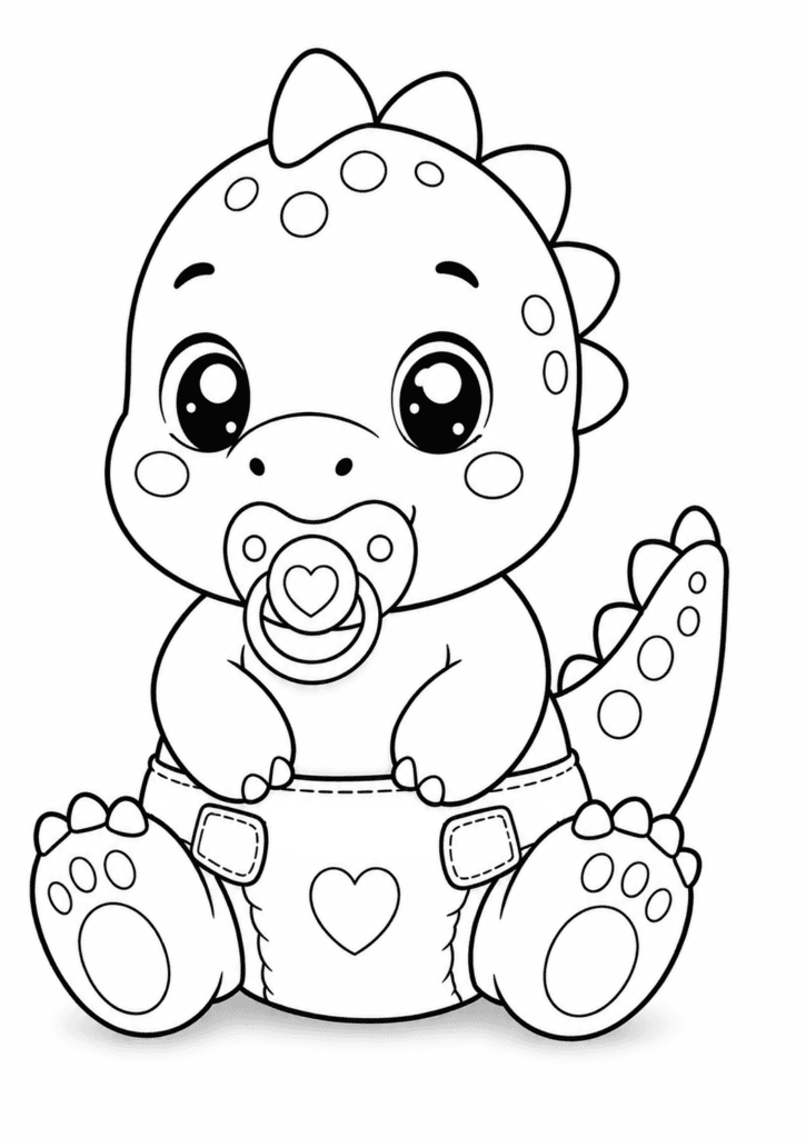 Cute Baby Dinosaur Coloring Page (Free Printable)