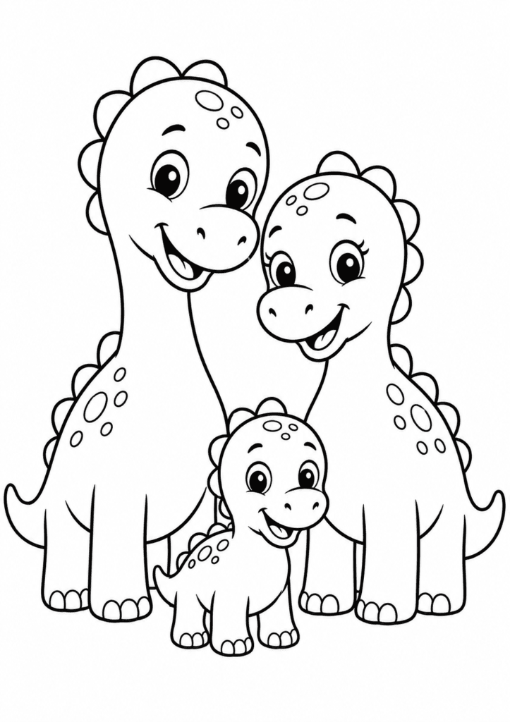 baby dinosaur family coloring page easy