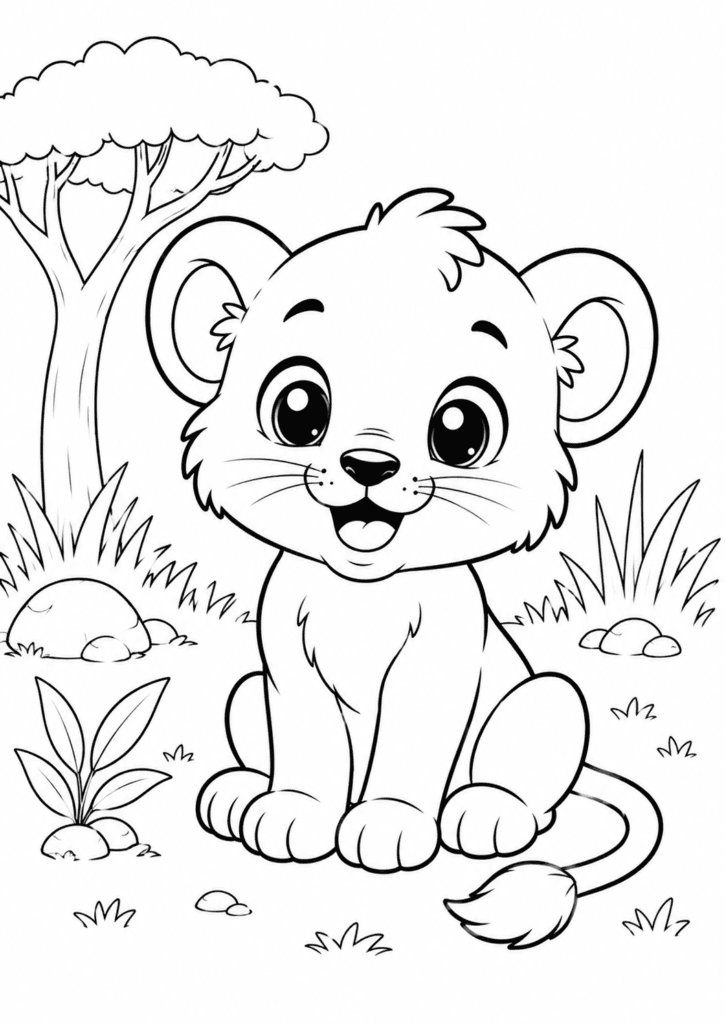 baby lion cub coloring page