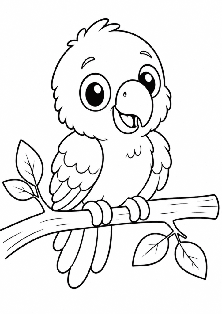 baby parrot coloring page for kids easy