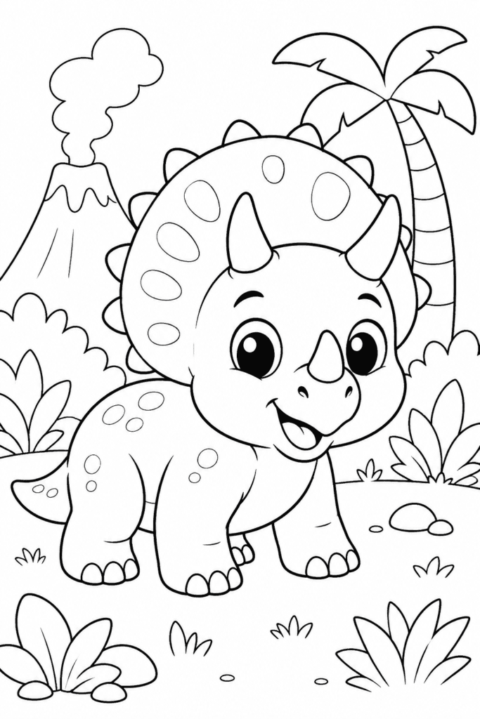 baby triceratops coloring page for toddlers easy